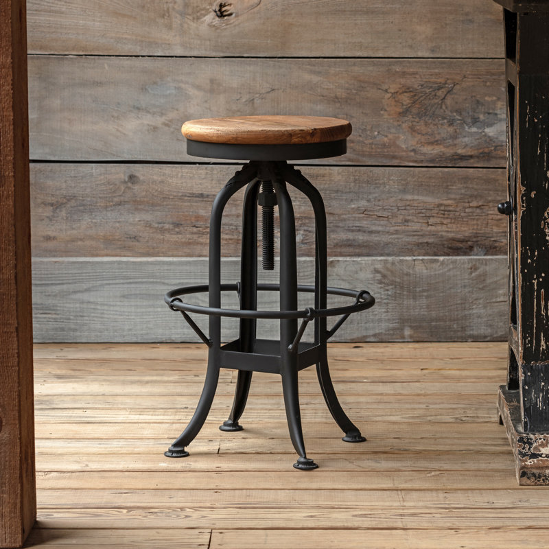 Swivel Solid Wood Adjustable Bar Stool