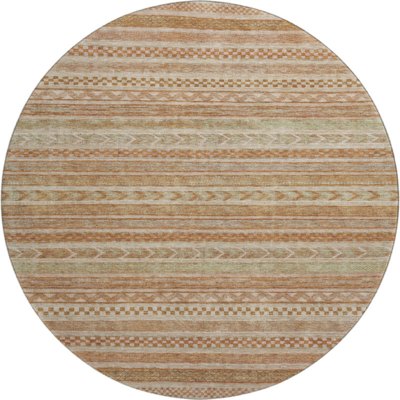 Premium Machine Washable Marasco AMF1625 Stripes Rug, Round 8'