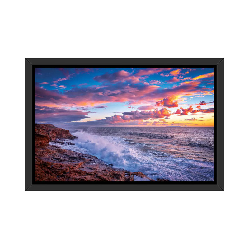 «Stormy Sea» - reproduction, H 40 po x l 60 po x 1,5 po, Toile avec cadre noir