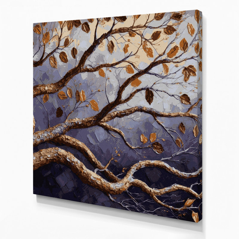 Art mural sur toile Botanical Pecan Branches, H 12 po x l 12 po
