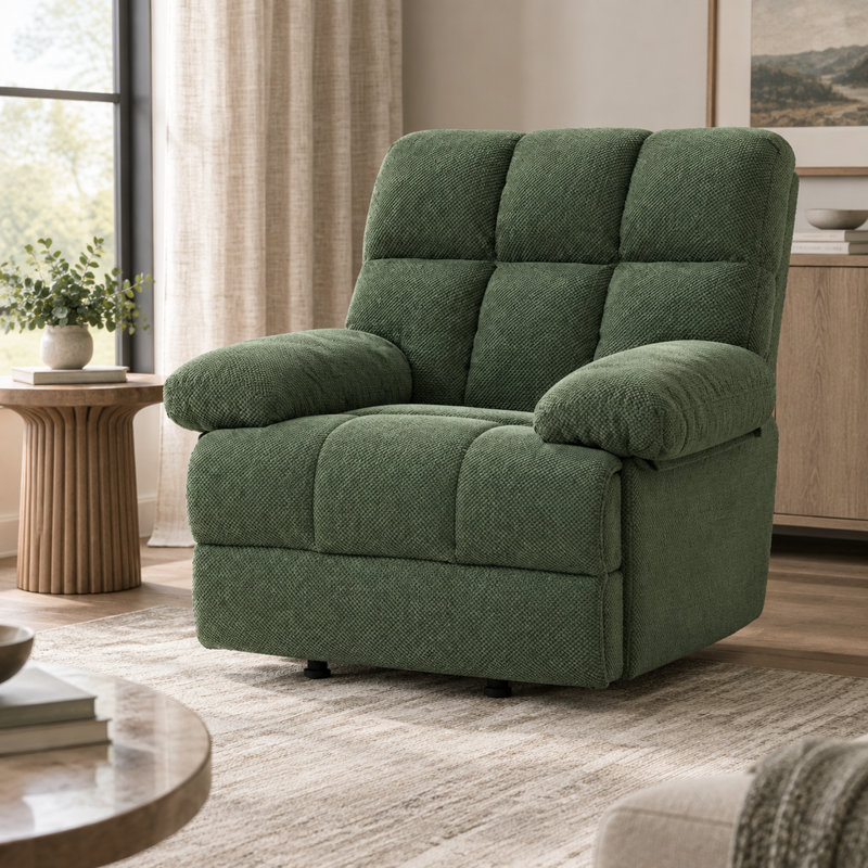 Fauteuil inclinable à bascule moderne avec revêtement en tissu texturé pour salon