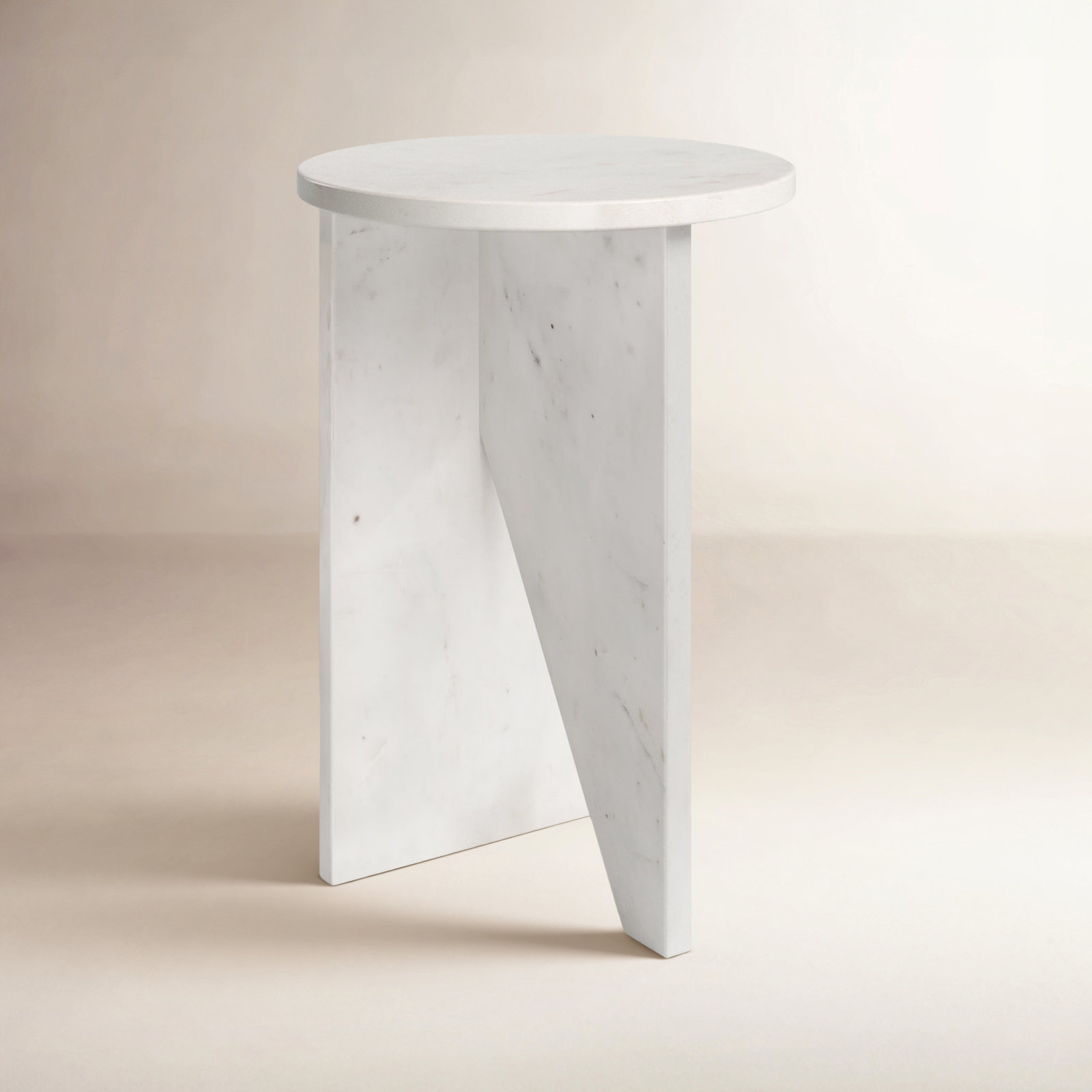 Shayne 14" Genuine Marble End Table, White