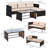Outdoor Sectional 3 Piece - Patio Furniture With Chaise & , Seat And Cushions, Tempered Glass Table, Beige Airy