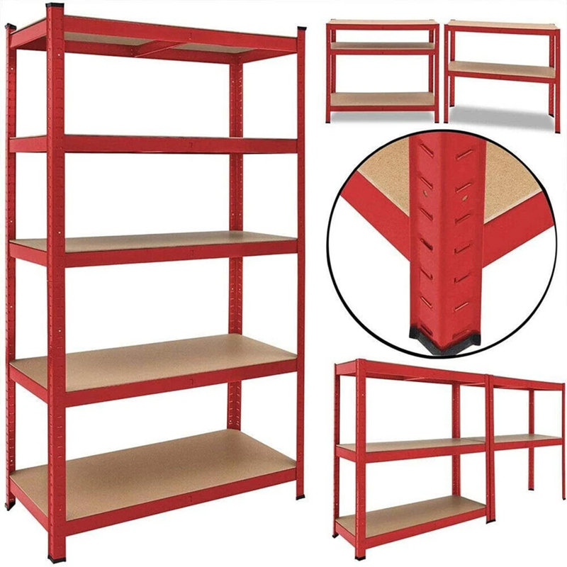 90cm W Metal Height -Adjustable Storage Rack, Red