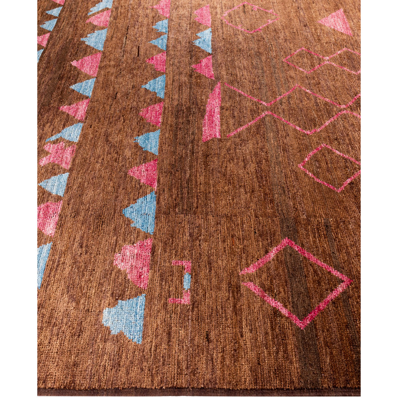 Overdyed Hand-Knotted Wool Modern-Contemporary Brown Area Rug 9' 1" x 11' 10"