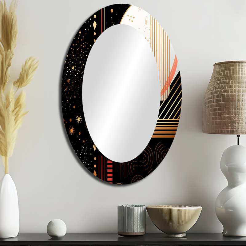 Miroir mural doré à motif géométrique Golden Moon, 36 po x 24 po