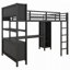 Lit mezzanine en métal avec garde-robe, bureau en L et cubes de rangement-130021706