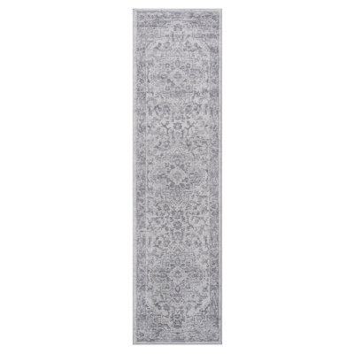 Loom & Stylish Area Rug 2X8 Silver - For Home Office, Eat-In Kitchen, Study Non-Shedding, Stain , Attractive Design Modern For Living Room, Nursery, Kitchen Soft And Breathable
