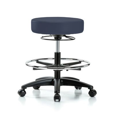 Adjustable Height Lab Stool with Footrest and Removable Casters/Wheels