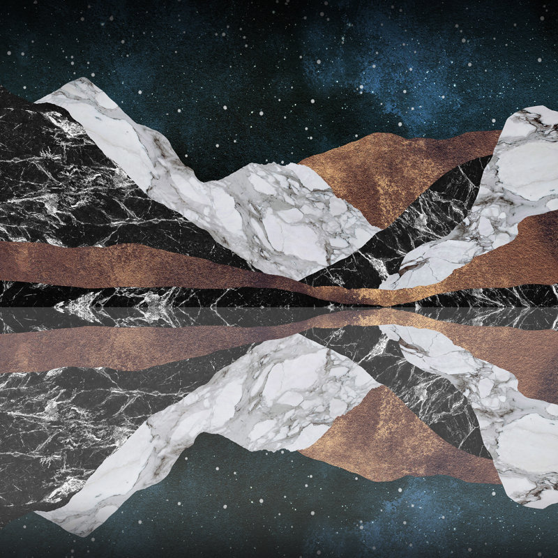 Orara Studio Landscape Mountains, H 36 po x l 36 po, Encadrement argenté, Non
