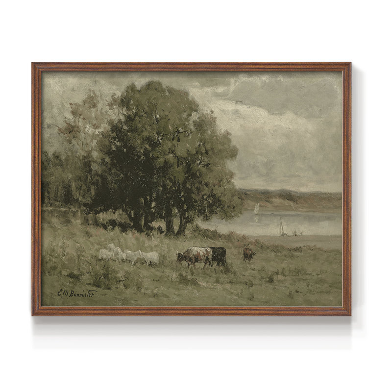 Paysages rétro-DCCXIV-Reproduction encadrée - réarmable, H 11 po x l 14 po, Noyer