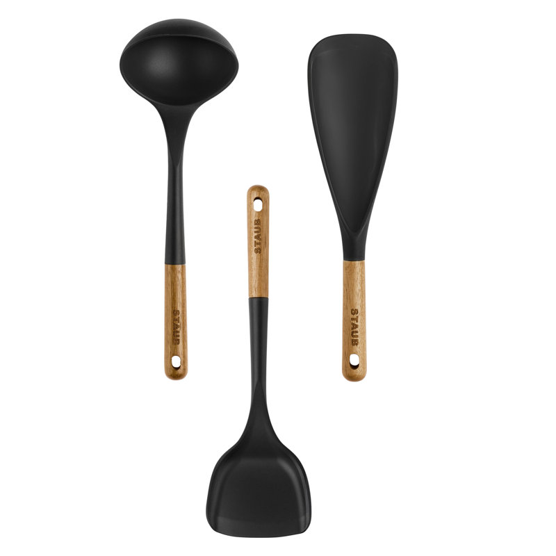 Staub Silicone with Wood Handle 3 Piece Cooking Utensil Set