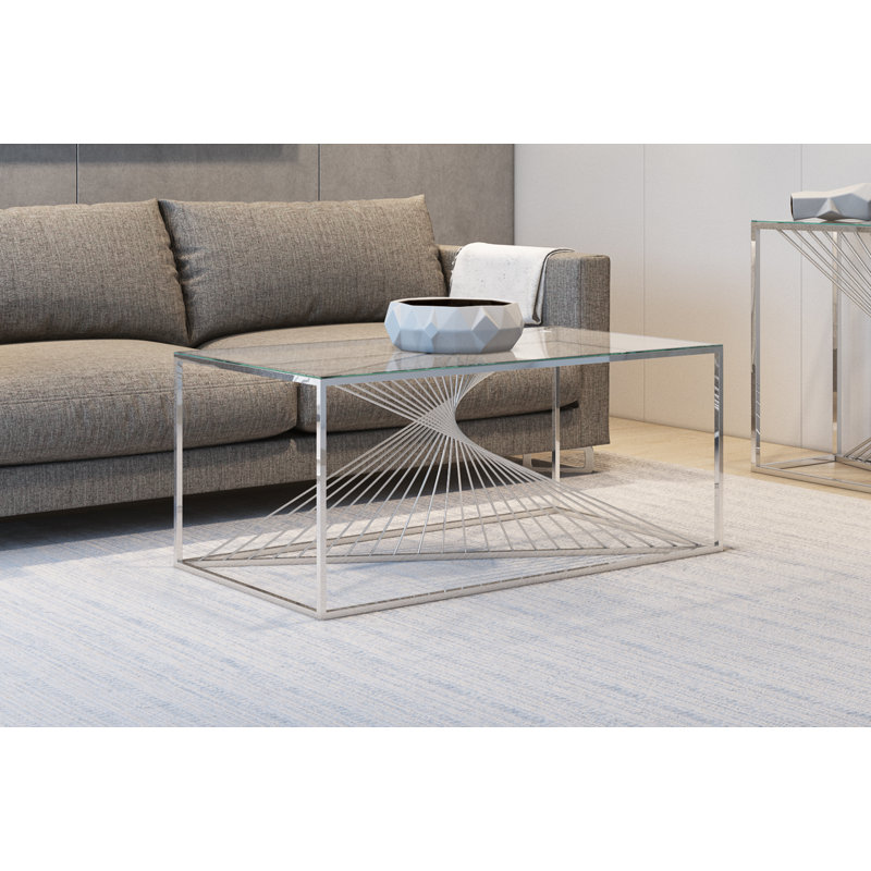 Fairhope glass coffee table, Clear, Silver