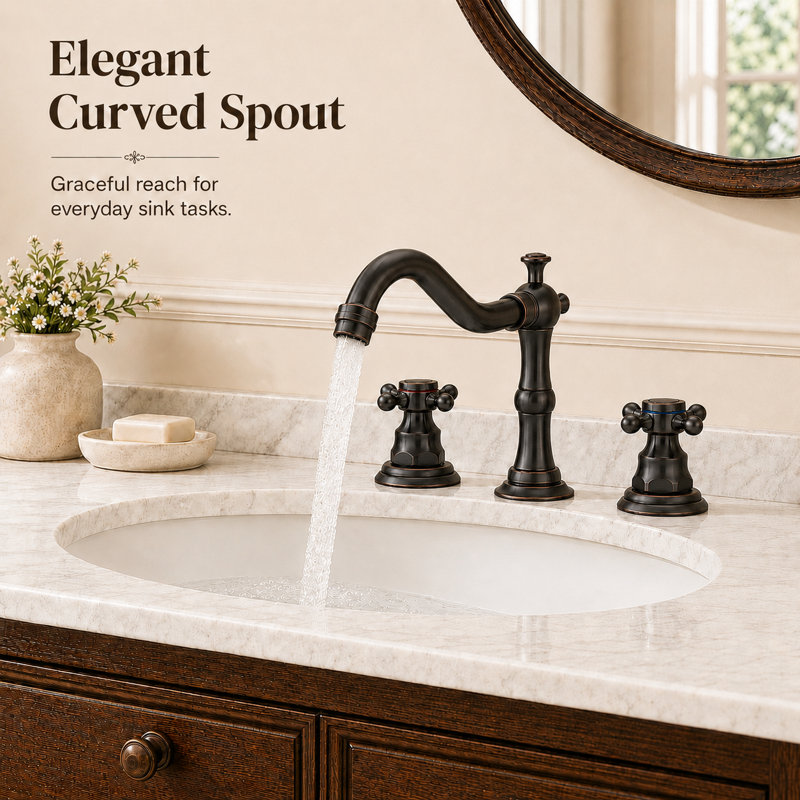 8 Inch Widespread Bathroom Faucet Bathroom Faucet 3 Hole Double Cross Handle Bathroom Sink Faucet Deck Mount With Pop Up Drain Assembly And Faucet Supply Hoses