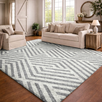 Tapis géométrique de qualité supérieure lavable à la machine Dream Shag ADS550