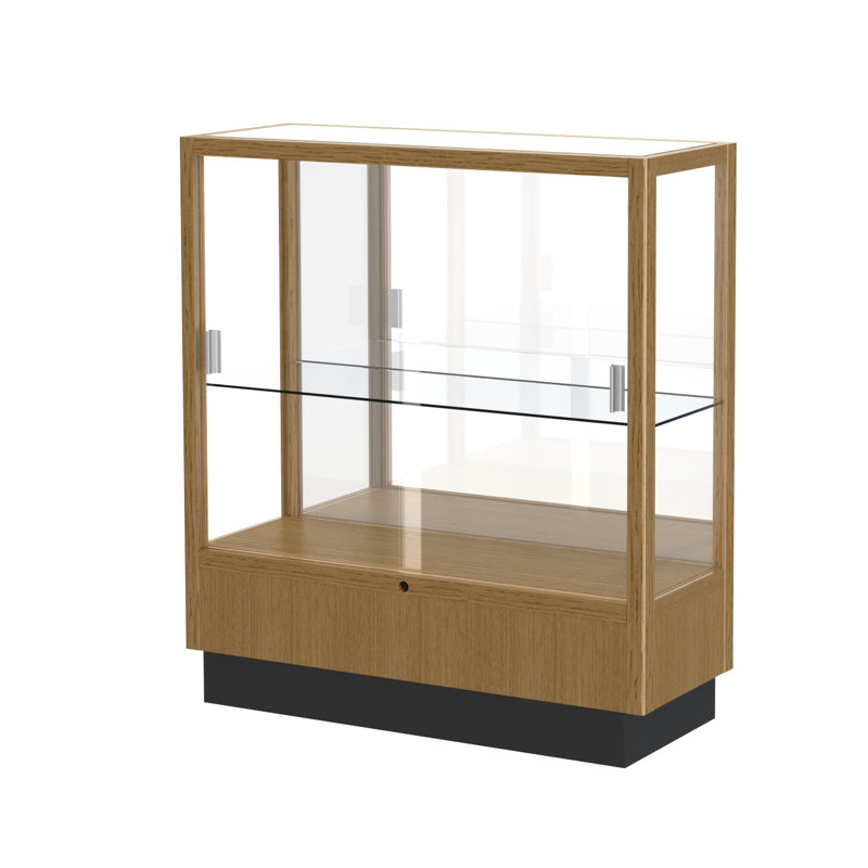 Heritage Honey Maple and Clear Glass Display Case with Adjustable Shelves