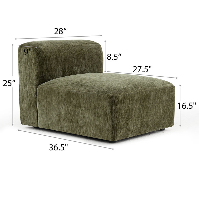 Fauteuil simple sans accoudoirs pour canapé modulaire convertible, Vert