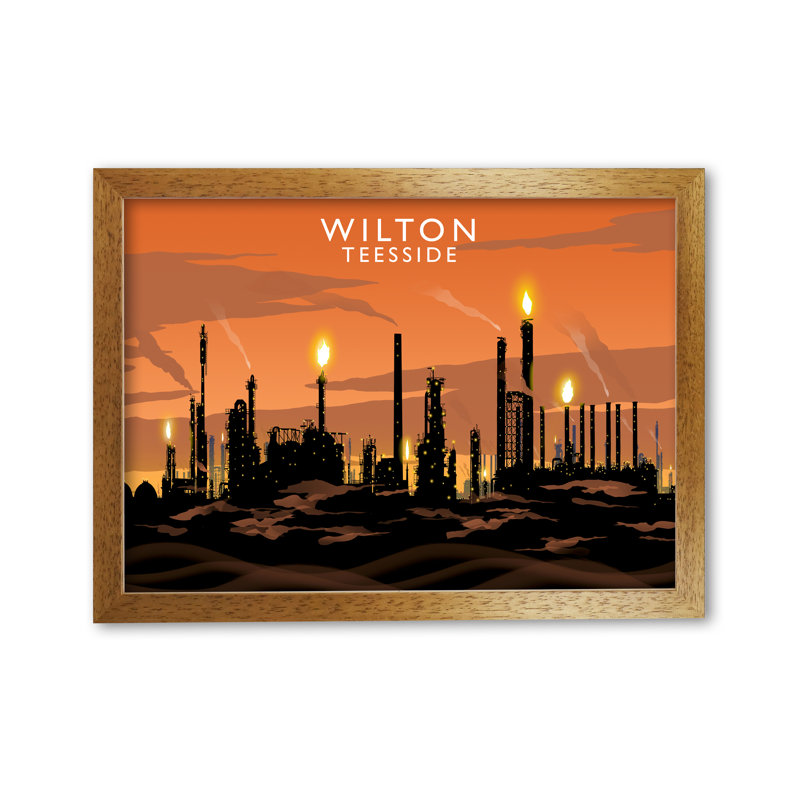 Wilton Teesside by Richard O'Neill - Print, 21cm H x 29.7cm W x 3cm D, Honey Oak Framed