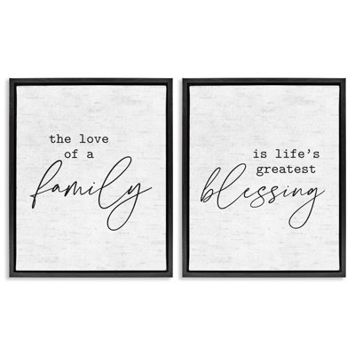 «Life's Greatest Blessing Quote», ensemble de 2 toiles flottantes encadrées par lettres et lignes