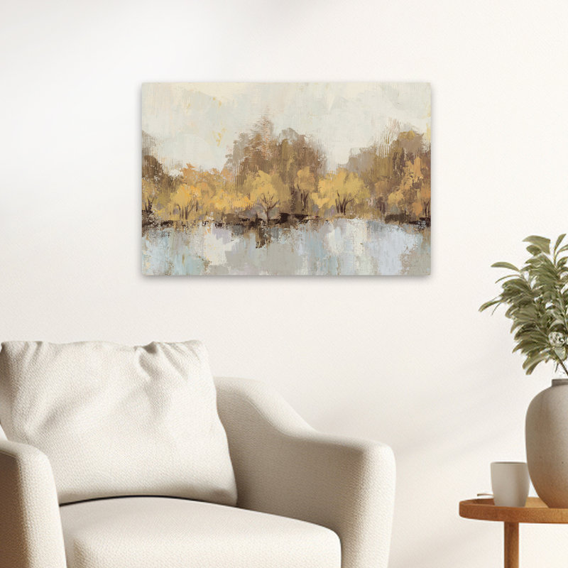 Réflexion de la rivière d'automne - Automne beige brun automne, H 24 po x l 16 po