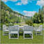 Ensemble de 2 chaises de patio pour salle à manger avec accoudoirs, blanc pur avec imitation grain de bois-382426411