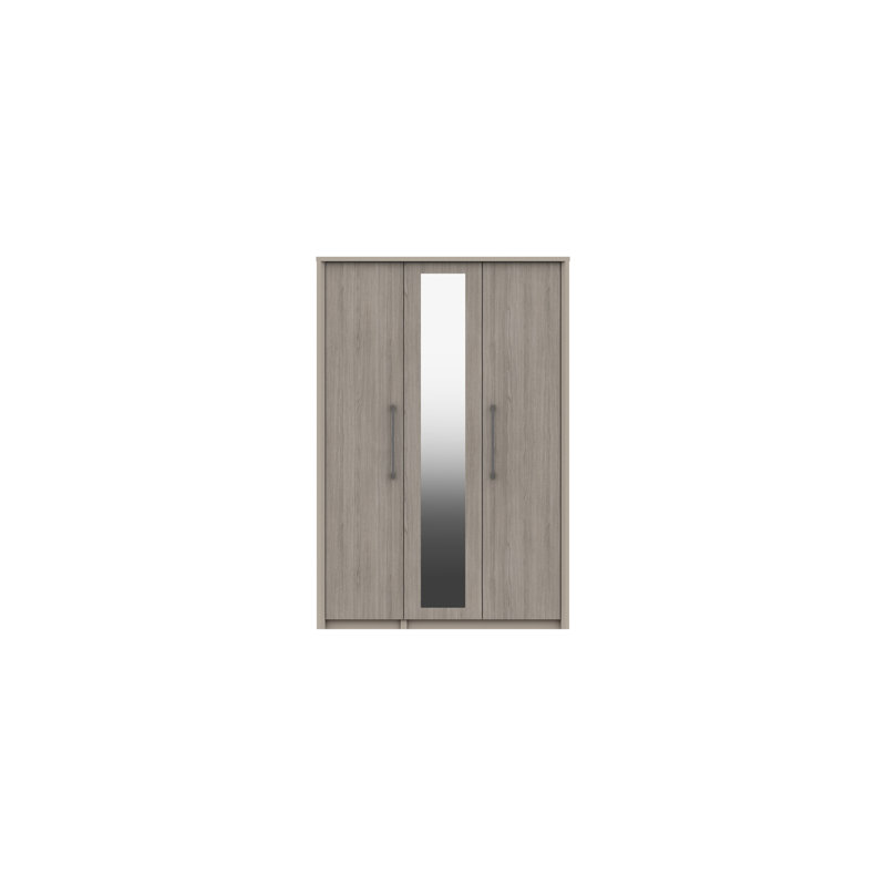 Wyman 3 Door Manufactured Wood Wardrobe, Fired Earth/Grey Oak