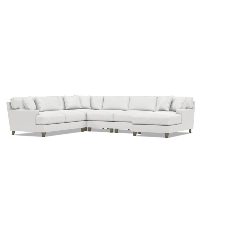 Mila 6-Piece Fabric Sectional, Right Hand Facing, 33.5" H x 137" W x 107" D, White Polyester Blend