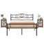 Kempst 3 Piece Bedroom Set, Black Metal Bed Frame with 2 Open Shelf Nightstands, Metal Platform Bed with Side Table Set of 2, Small Space Bedroom Furniture Set for Apartment, Guest Room, Modern Bedroom-737466113-737466114