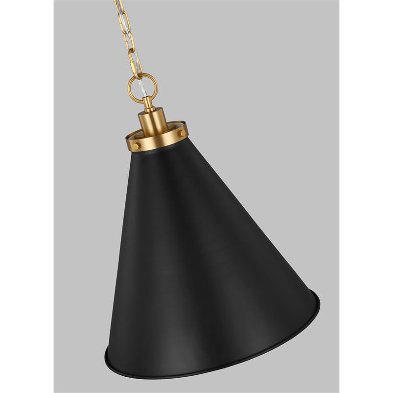 Wellfleet 1 - Light Pendant, Burnished Brass, Midnight Black, 19" H x 15.625" W x 15.625" D