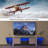 TV Console With Large Storage Cabinets, Biplane Shape Design LED TV Stand With Remote Control, Multiple Modes Changing Lights Modern Entertainment Centre With Power Cord, Black
