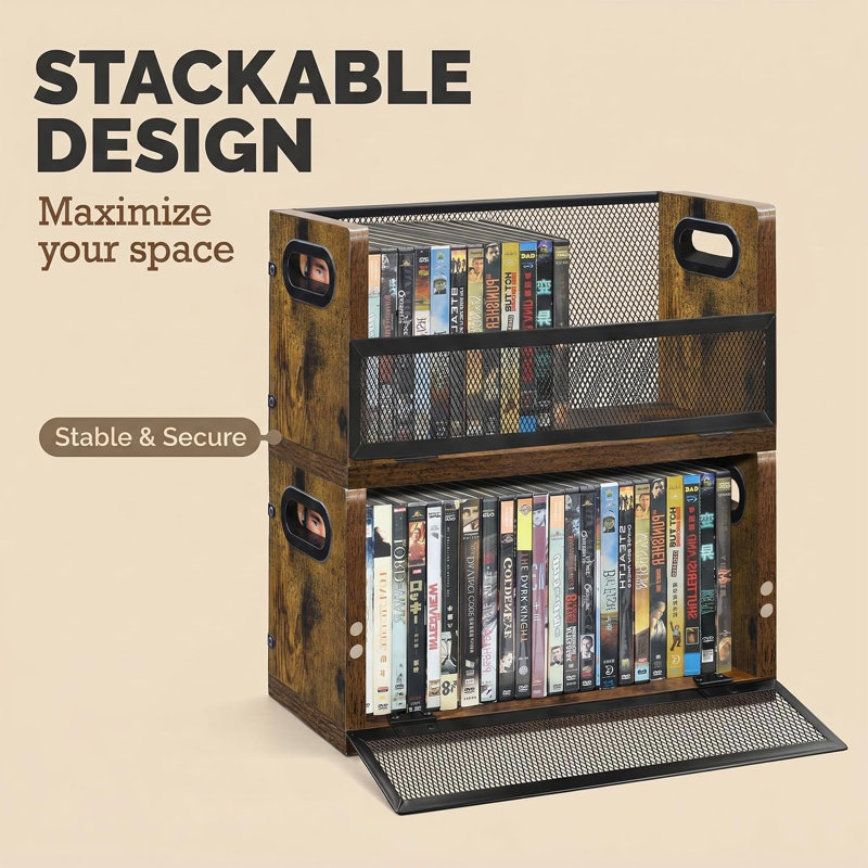 Support de rangement pour DVD - Paquet de 2, peut contenir 56 boîtiers DVD ou 64 boîtiers Blu-ray. Support de bureau/placard pour DVD/Blu-ray, gain de place.