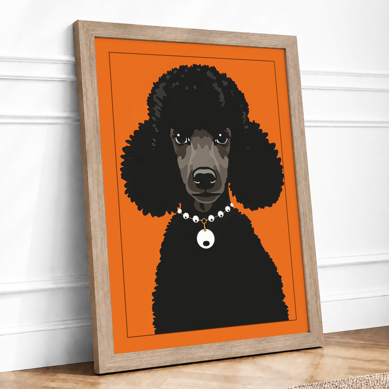 Fashionable Poodle Modern - Framed Print, Oak, A3 - 42.0 x 29.7 cm