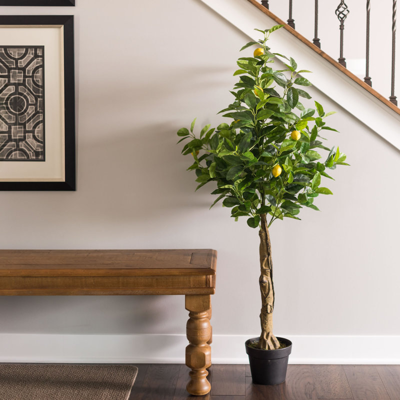 51" Artificial Green and Yellow Real Touch Lemon Tree