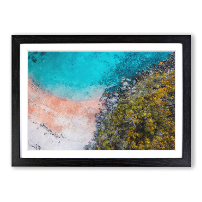 A Beach in Sydney Australia 1 Piece Single Picture Frame Painting on MDF, 45cm H x 63cm W x 2cm D, Black