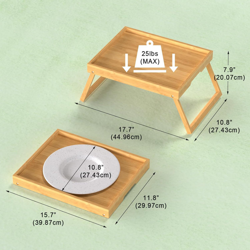 2 Pack Bamboo Bed Tray Table With Foldable Legs, Multi-Purpose Breakfast Serving Tray For Sofa, Bed, Laptop, Dining, Working, Reading, Portable And Space-Saving Design
