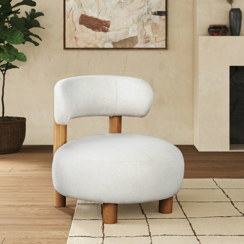 Iyali 29'' Wide Armless Accent Chair, Ivory Bouncle, Natural