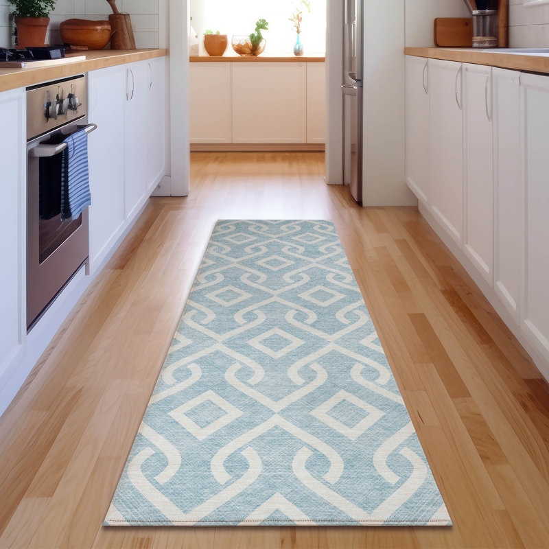 Tapis de qualité supérieure lavable à la machine Cerrito Sky, Tapis de couloir 2 pi 3 po x 7 pi 6 po