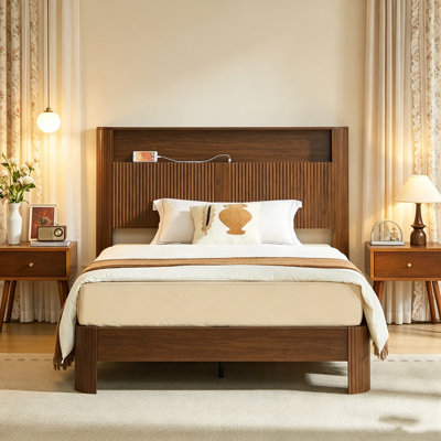 Full XL Size bed frame with storage headboard