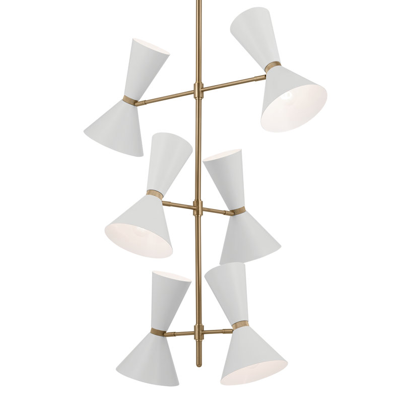 Lustre à niveaux 12 lumières Phix, Blanc
