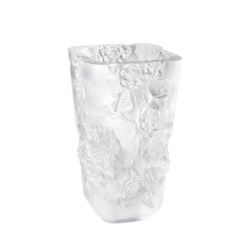 Pivoines Handmade Crystal Table Vase, 13.66" H x 8.23" W x 8.23" D, Clear