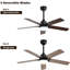 Ventilateur de plafond moderne avec lumière DEL et 5 pales, télécommande, moteur à courant continu réversible noir pour chambre à coucher