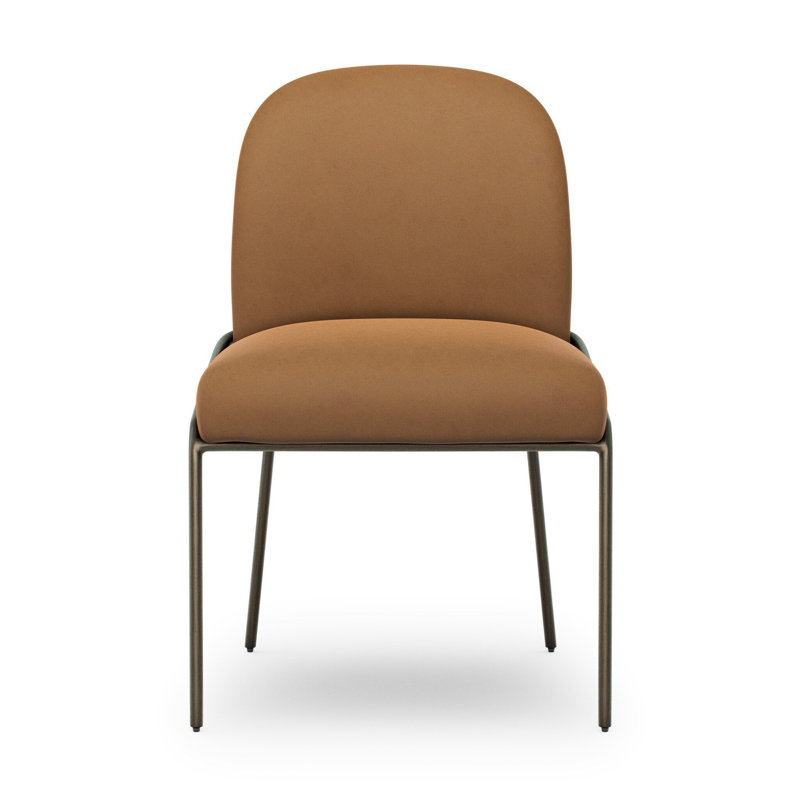 Chaise d'appoint rembourrée en cuir Laina, Chameau Maestro