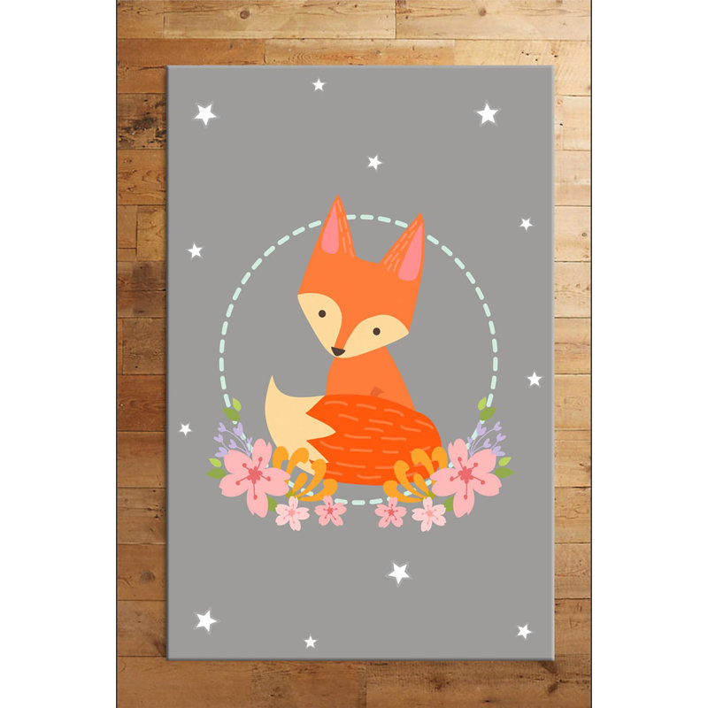 Tapis rectangulaire tissé à la machine en polyester gris / orange Knopf, Rectangle 2 pi 7 po x 4 pi 11 po