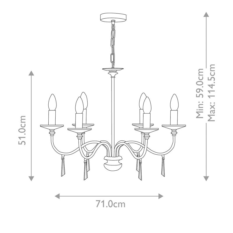 Duluth 6 - Light Candle Style Chandelier, Old Bronze