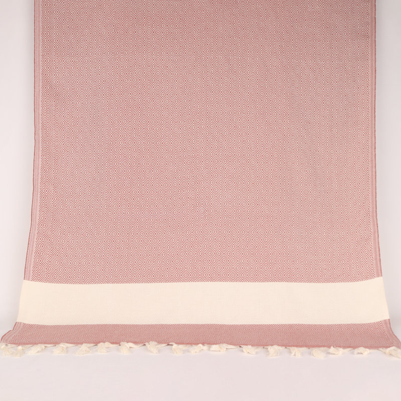 Serviettes en coton turc à motif de losanges - peshtemal et peshkir, séchage rapide et douceur, Brique