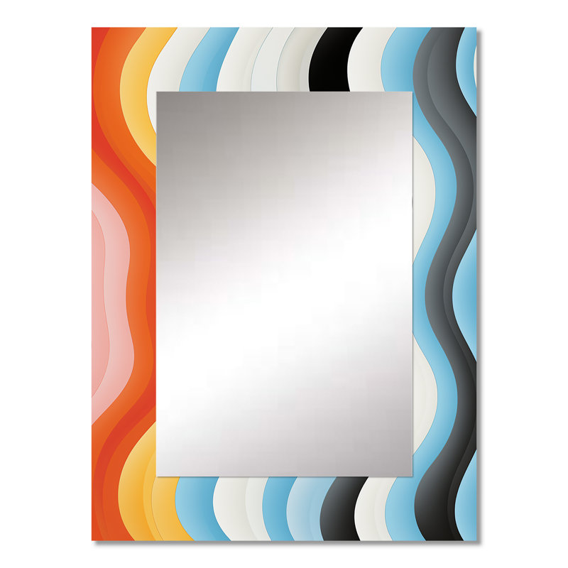 Opt Art Straight Line Delirum I - Op Art Large Wall Mirror, Modern Decorative Mirror, Printed Metal Art, 32" x 24"
