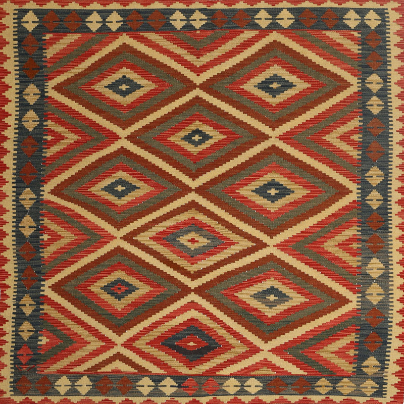 Tapis brun/gris/zone noire contemporaine, Carré 5 pi