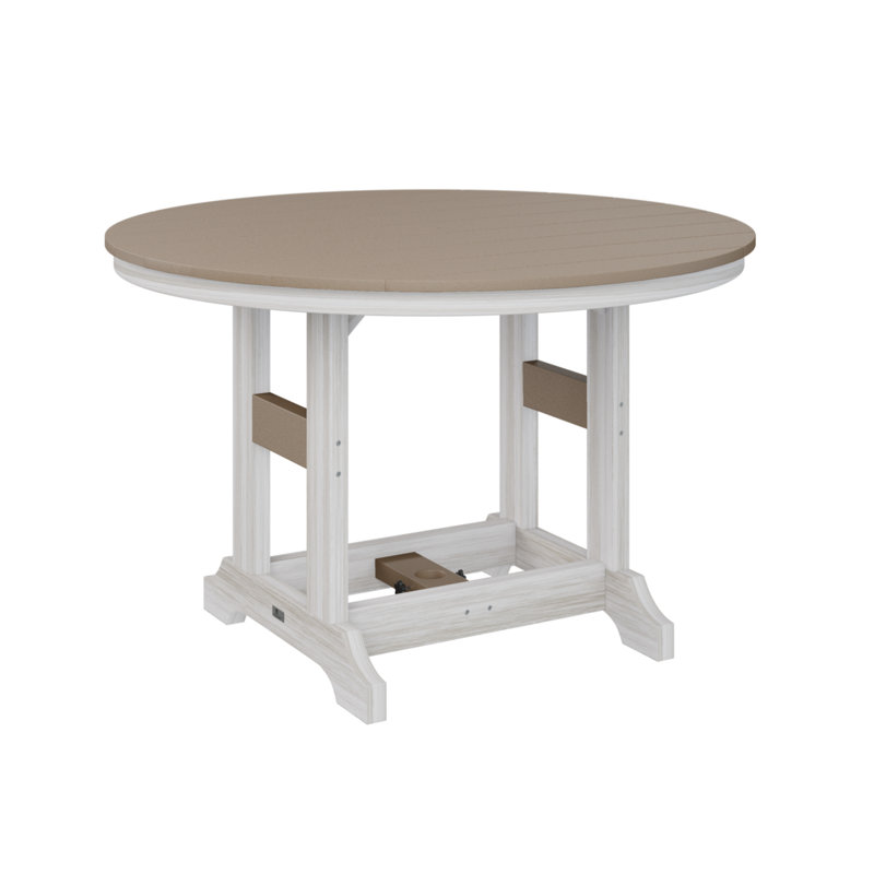 Garden Classic Outdoor Round Dining Table, Seashell, Weatherwood