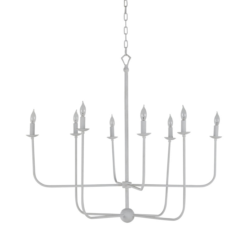 Lilly 8 - Light Candle Style Chandelier, Plaster White