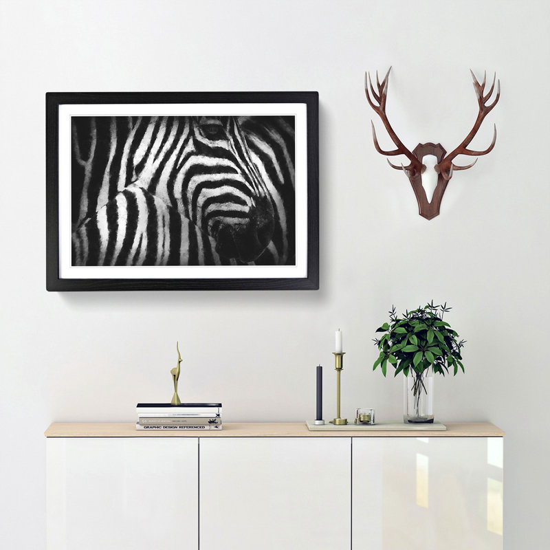 Stripes of the Zebras - Picture Frame Graphic Art, 24cm H x 33cm W x 2cm D, Black Framed